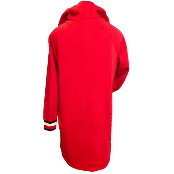Tommy Hilfiger Logo Hoodie Sweatshirt Dress Size M Red Cozy Streetwear Comfort - Picture 4 of 11